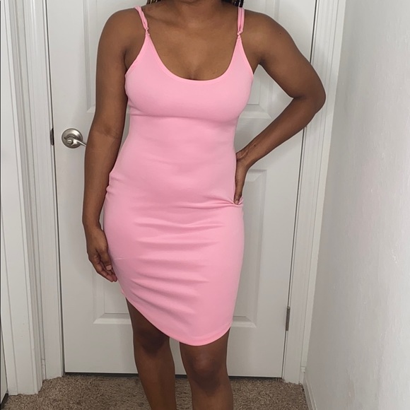 PINK BODYCON MIDI DRESS - Picture 1 of 4